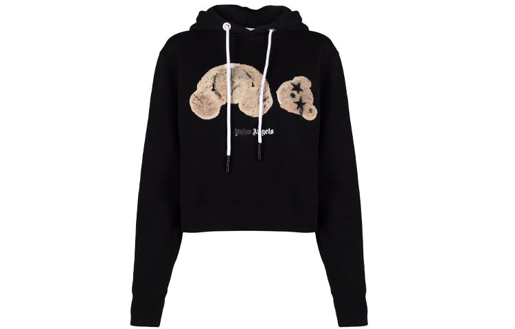 Order (W) 팜엔젤스 FW21 블랙 베어 로고 디자인 풀오버 스웻셔츠 PWBB022F21FLE0021060