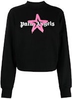 (Women) Palm Angels FW22 Black Star Logo Print Crewneck Sweatshirt. PWBA016C99FLE0031030 (Women) Palm Angels FW22 Black Star Logo Print Crewneck Sweatshirt. PWBA016C99FLE0031030