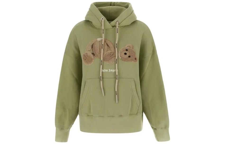 (Women) PALM ANGELS FW22  Cartoon Pattern Knit Hoodie Avocado Green Pullover PWBB023F22FLE0035160 圖 2