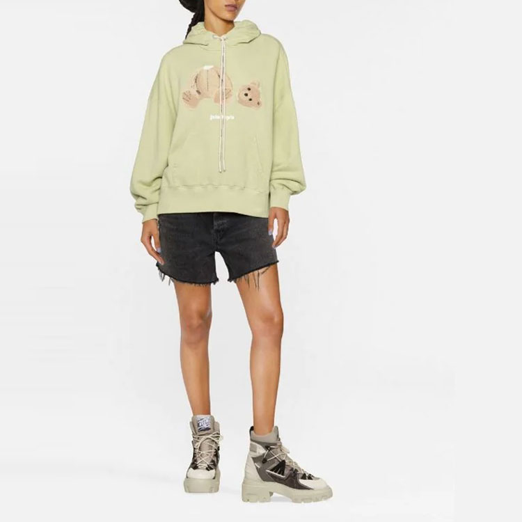 (Women) PALM ANGELS FW22  Cartoon Pattern Knit Hoodie Avocado Green Pullover PWBB023F22FLE0035160 圖 4