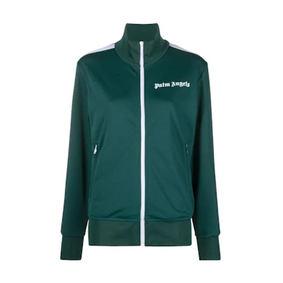 (Women) PALM ANGELS FW22 Green Logo Print Zip Track Jacket PWBD019C99FAB0015501