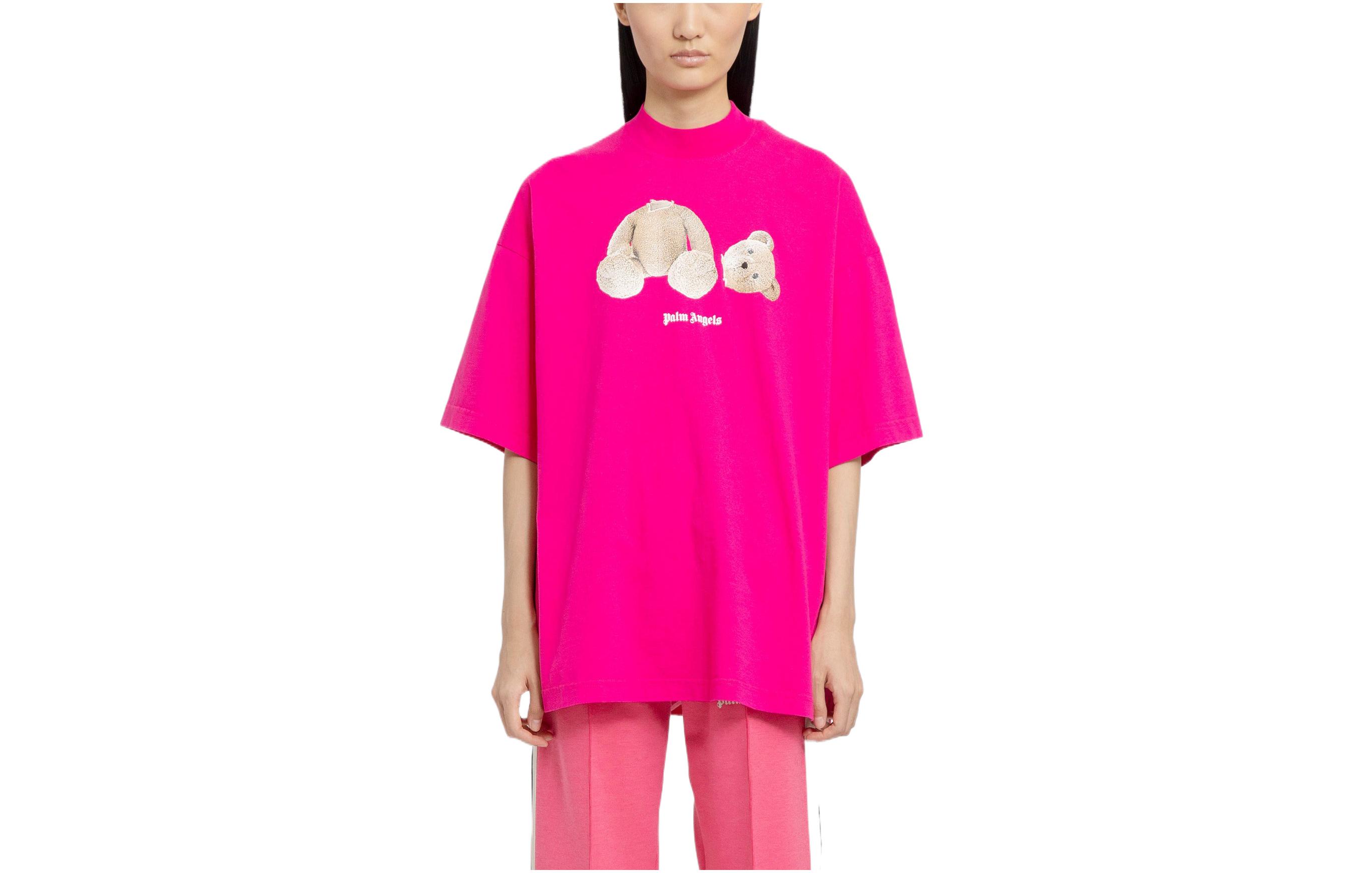 (Women) PALM ANGELS FW22  Pink Bear Print Crewneck T-Shirt PWAA017F22JER0043260 圖 2