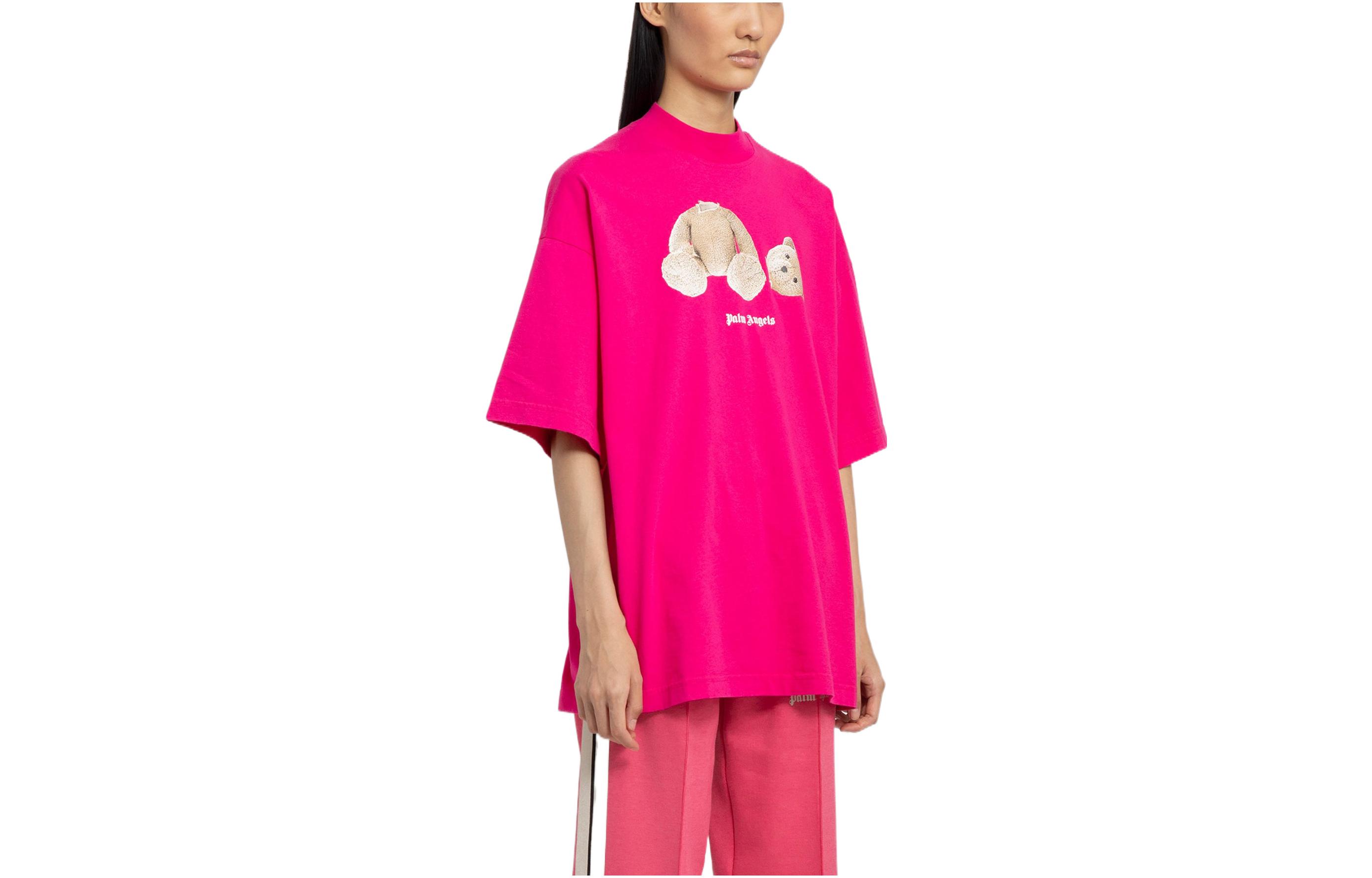 (Women) PALM ANGELS FW22  Pink Bear Print Crewneck T-Shirt PWAA017F22JER0043260 圖 4
