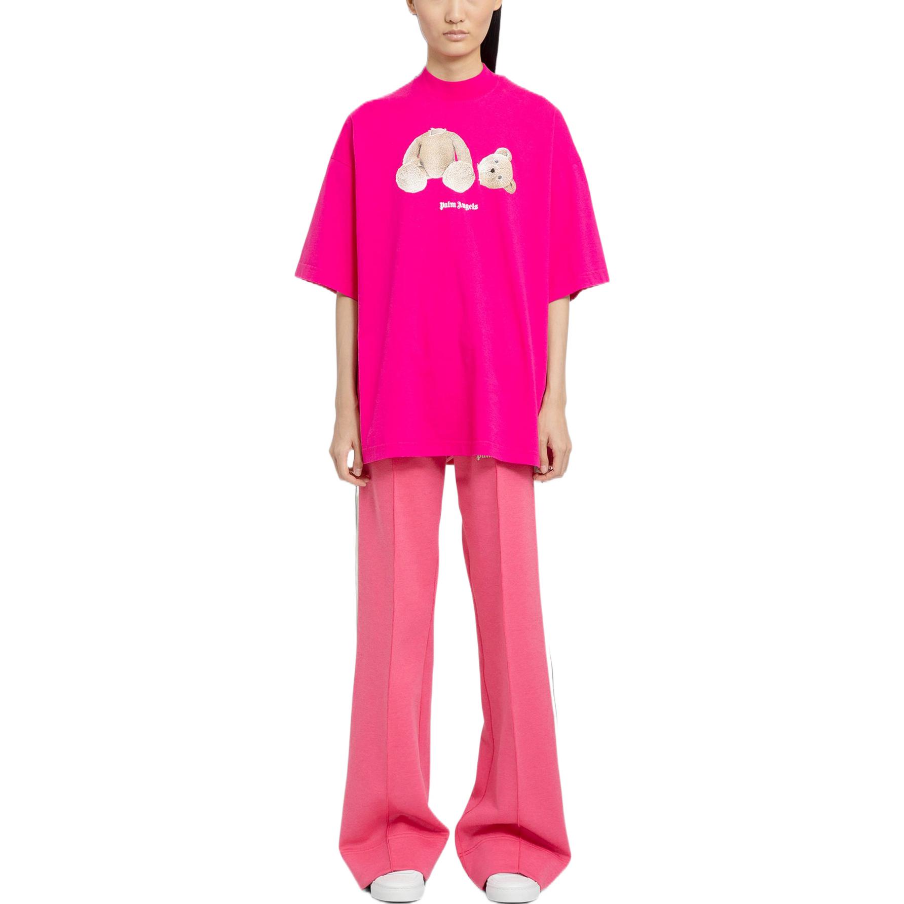 (Women) PALM ANGELS FW22  Pink Bear Print Crewneck T-Shirt PWAA017F22JER0043260 圖 5