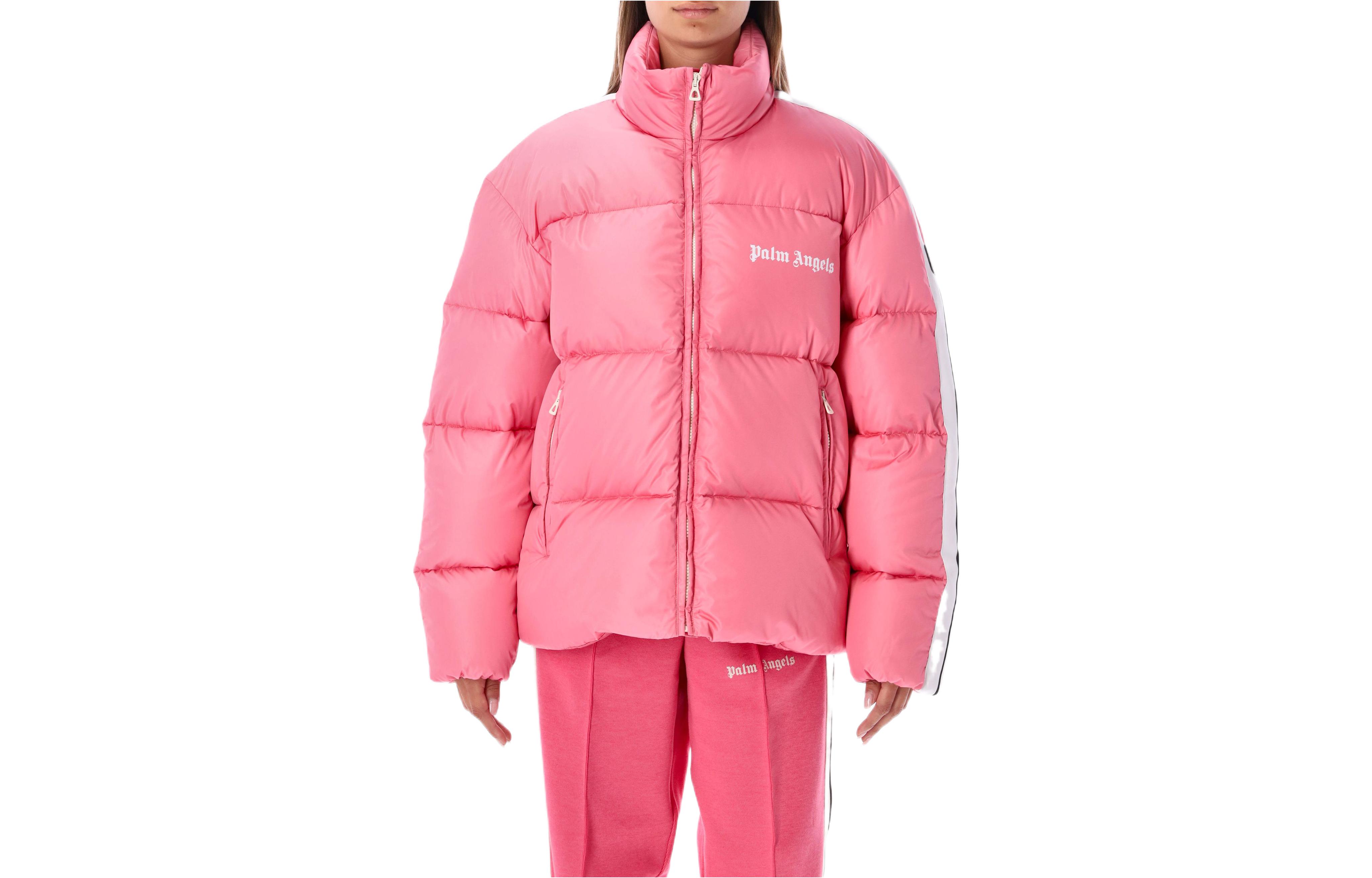 (Women) Palm Angels FW22  Pink Solid Color High Neck Long Sleeve Jacket 22APWED014F22FAB001