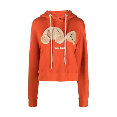 (Women) PALM ANGELS FW22 Teddy Bear Hoodie Pullover Orange. PWBB022F22FLE0052760