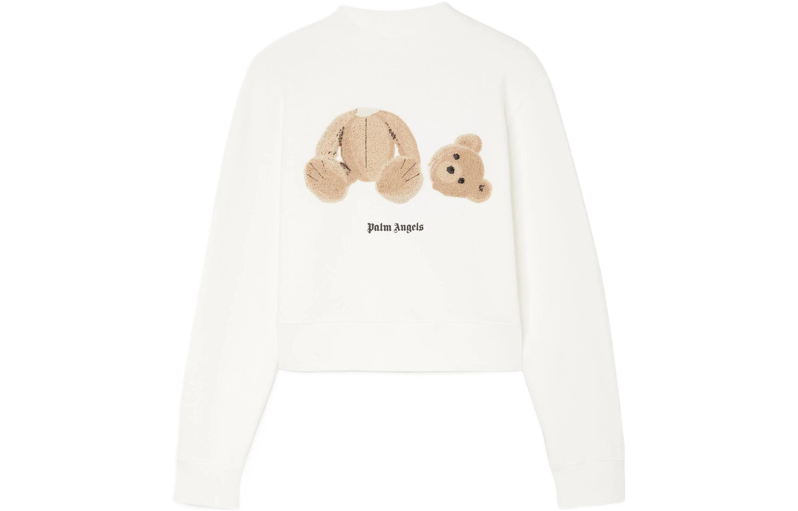(Women) Palm Angels FW22  White Bear Embroidered Crewneck Sweatshirt PWBA016C99FLE0010160