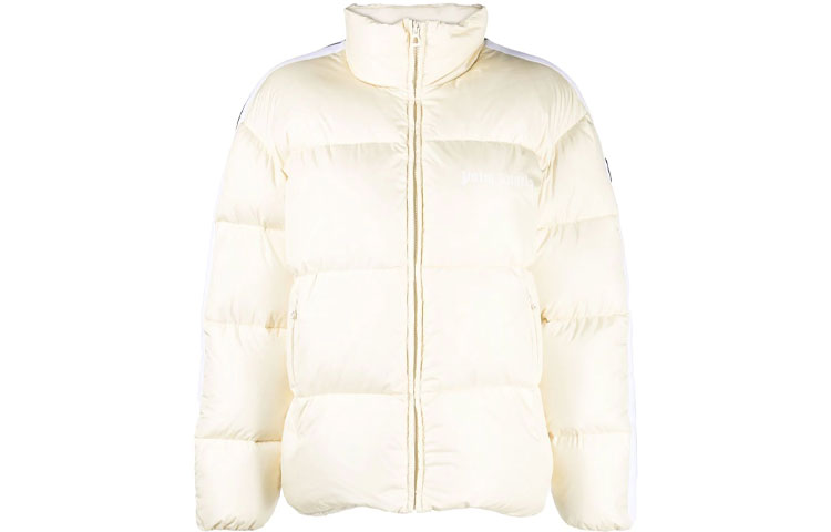 (Women) Palm Angels FW22  White Zip-Up Jacket with Contrast Stripes. PWED014F22FAB0010401