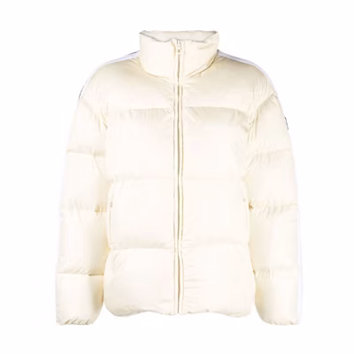 (Women) Palm Angels FW22 White Zip-Up Jacket with Contrast Stripes. PWED014F22FAB0010401