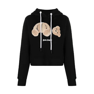 (Women) Palm Angels FW22 Bear Print Black Hoodie Pullover for Women. PWBB022C99FLE0021060