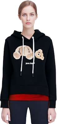 (W) 팜앤젤스 FW22 베어 프린트 블랙 후디 여성용. PWBB022C99FLE0021060 1