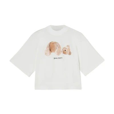 (Women) PALM ANGELS FW22 Bear Print Crewneck Short Sleeve T-Shirt Women White. PWAA020C99JER0110160