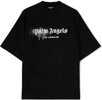 (Women) Palm Angels FW22 Rhinestone Logo Print Crewneck Tee Women’s Black PWAA017F22JER0021001 (Women) Palm Angels FW22 Rhinestone Logo Print Crewneck Tee Women’s Black PWAA017F22JER0021001