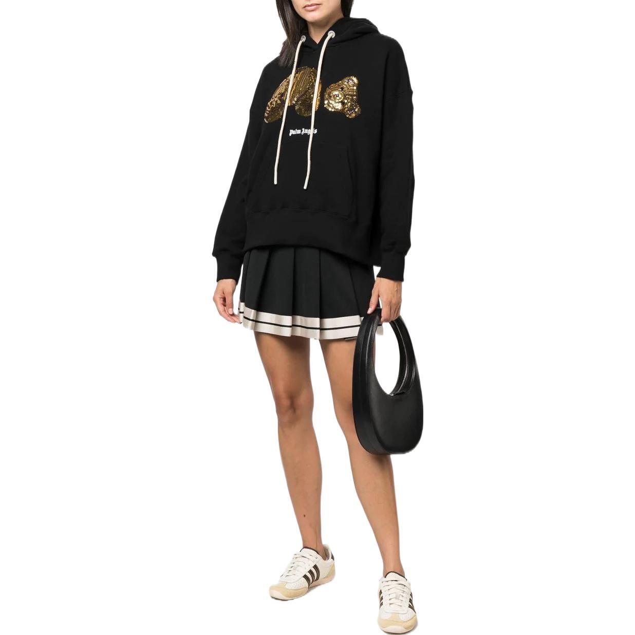 (Women) PALM ANGELS FW22 Sequin Bear Oversized Hoodie  Black. PWBB023F22FLE0041076 圖 3