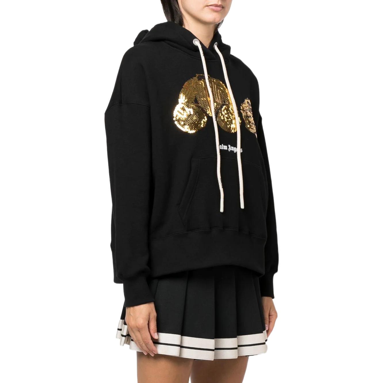 (Women) PALM ANGELS FW22 Sequin Bear Oversized Hoodie  Black. PWBB023F22FLE0041076 圖 5