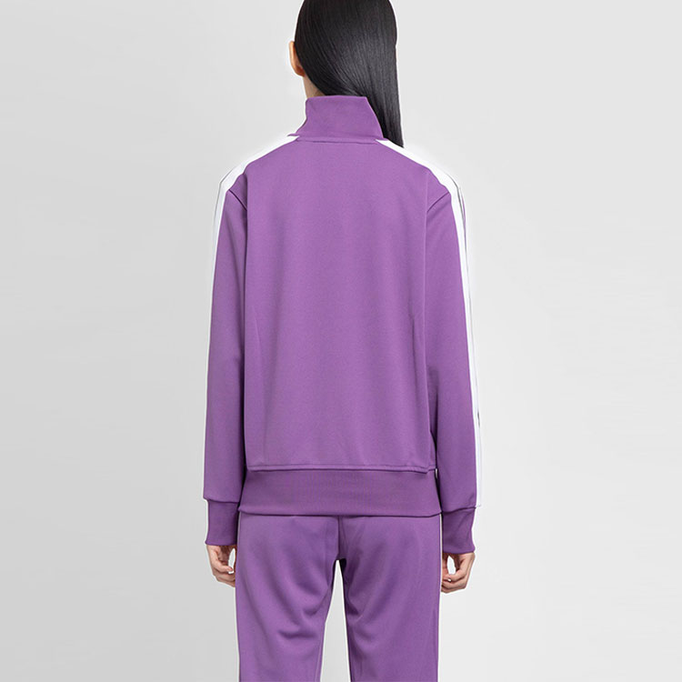 Shop (Women) PALM ANGELS FW22 Women’s Purple High Neck Zip Jacket with Logo Print. PWBD019F22FAB0023704