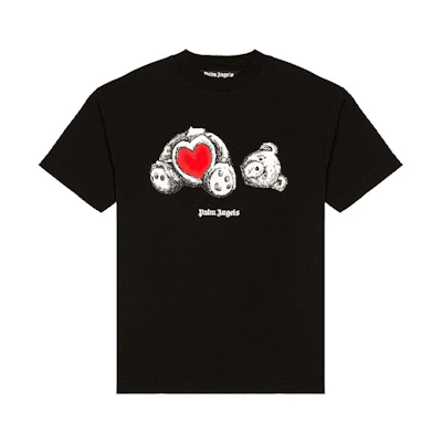 (Women) Palm Angels Heart Bear Oversized Black T-Shirt for Women. PWAA017S21JER0011001