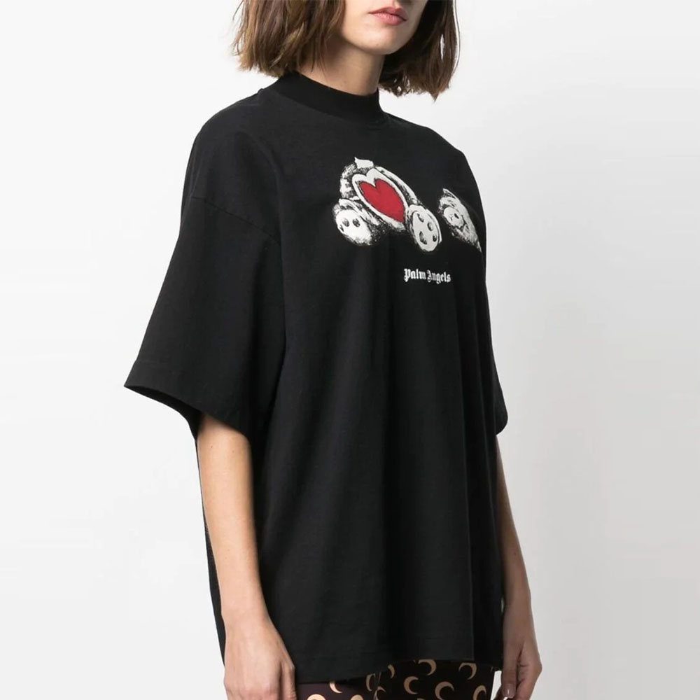 Purchase (Women) Palm Angels Heart Bear Oversized Black T-Shirt for Women. PWAA017S21JER0011001