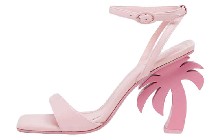 (W) Palm Angels High-Heeled Leather Sandals 'Pink'