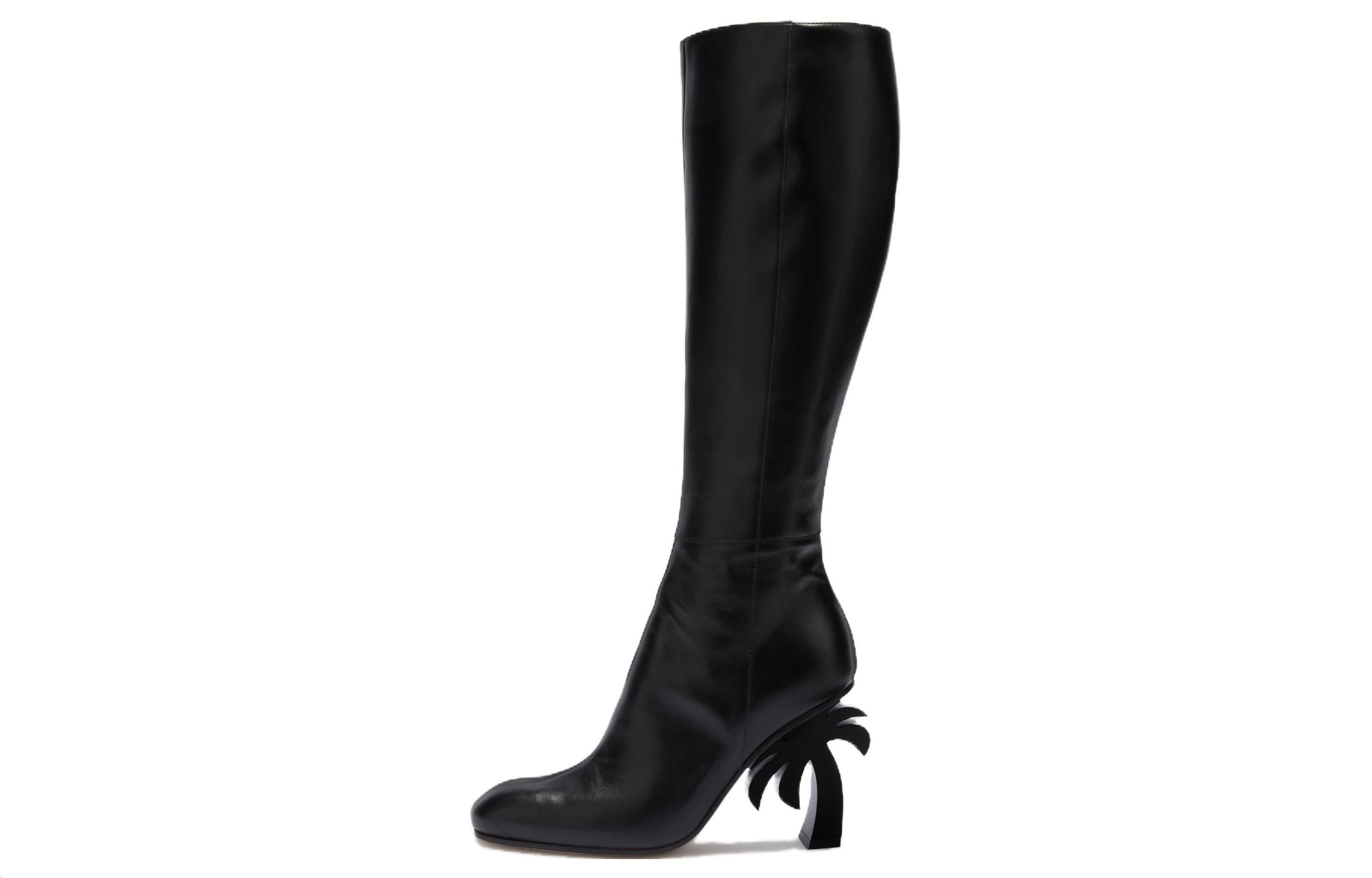 (Women) Palm Angels High-Top Slip-On Boots 'Black Leather' PWIE013F23LEA0011000