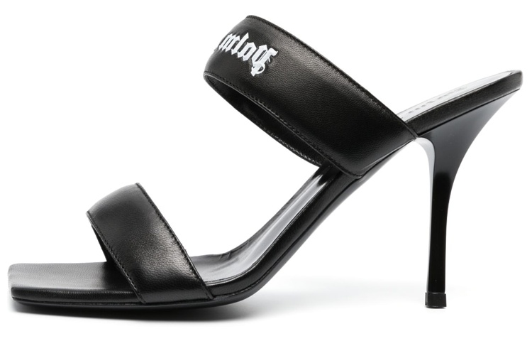 (Women) Palm Angels High Heel Calfskin Slides 'Black' PWIH016S23LEA0011001