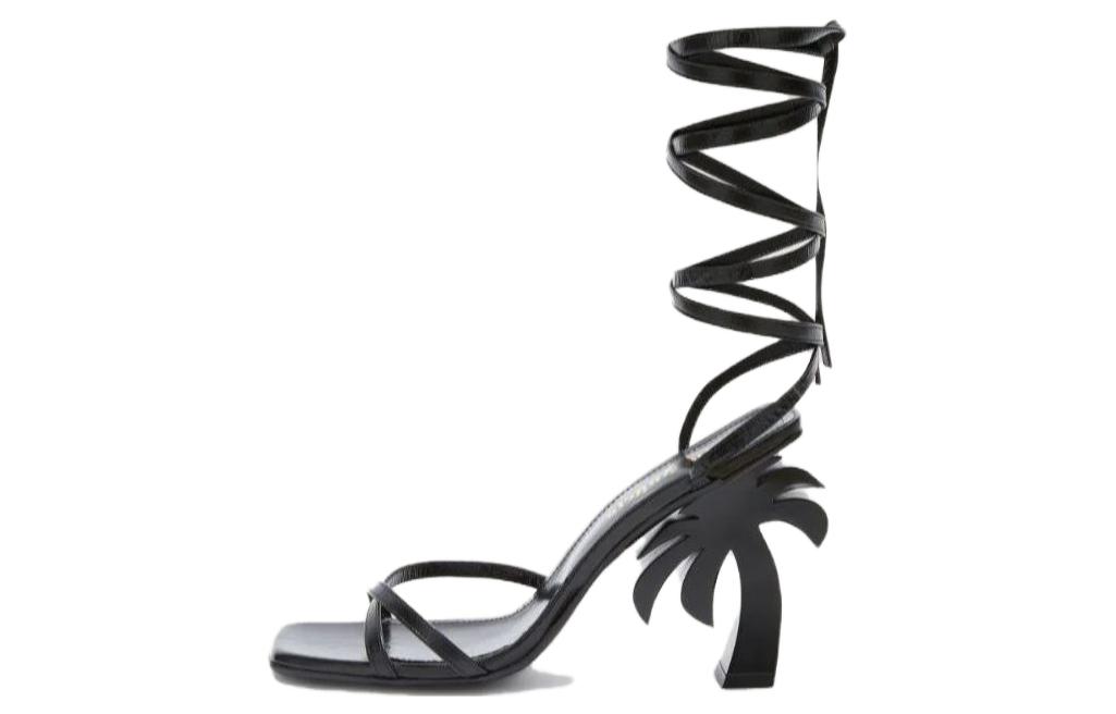 (W) Palm Angels Leather CMFT Strap Slide Sandals 'Black'