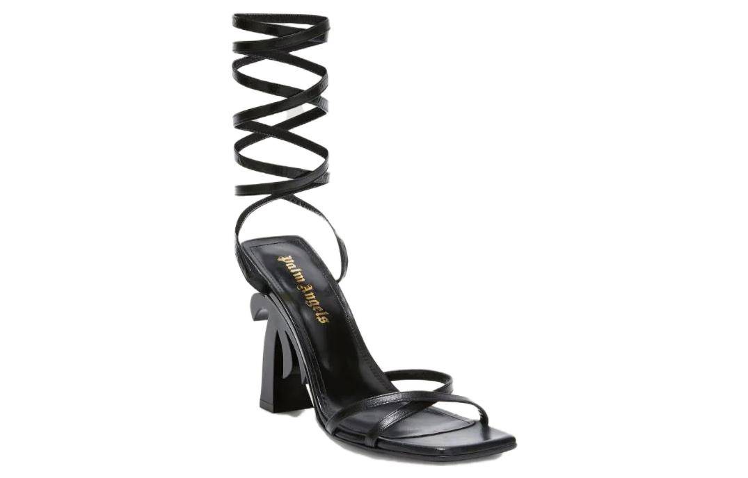 (W) Palm Angels Leather CMFT Strap Slide Sandals 'Black' 圖 2