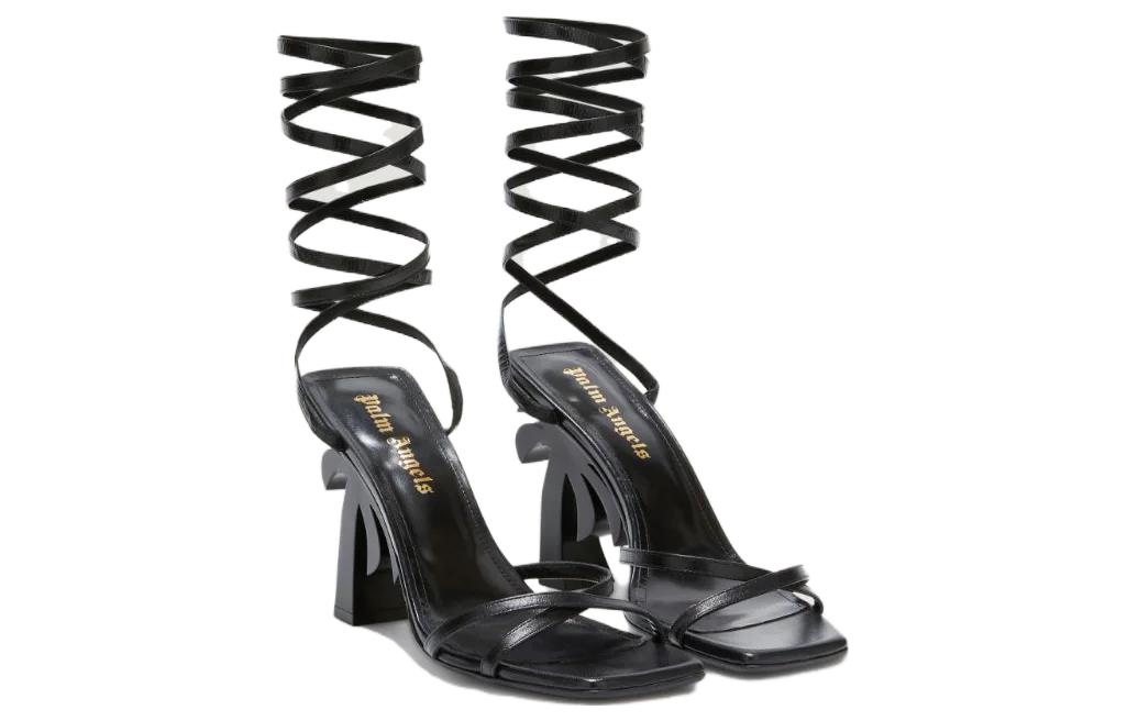 (W) Palm Angels Leather CMFT Strap Slide Sandals 'Black' 圖 3