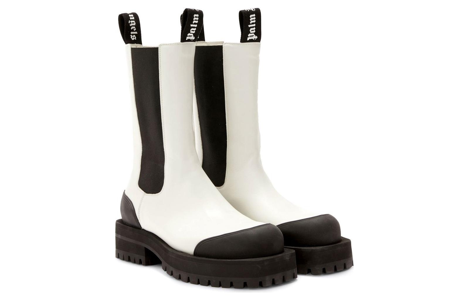 (W) Palm Angels Leather Round-Toe Chelsea Boots 'White' 圖 3