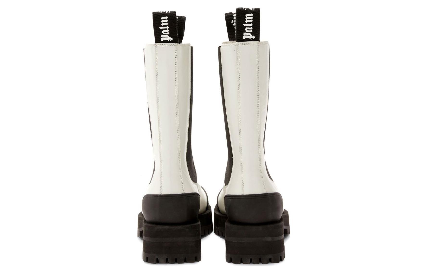 (W) Palm Angels Leather Round-Toe Chelsea Boots 'White' 圖 4