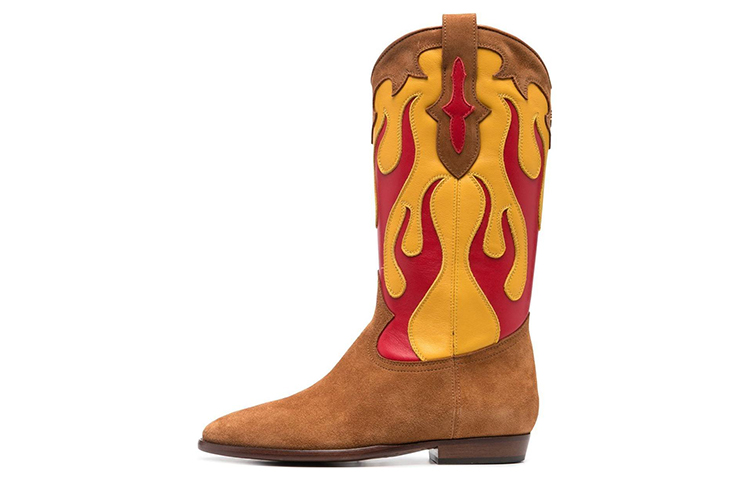 (W) Palm Angels Leather Round-Toe Slip-On Boots 'Brown'