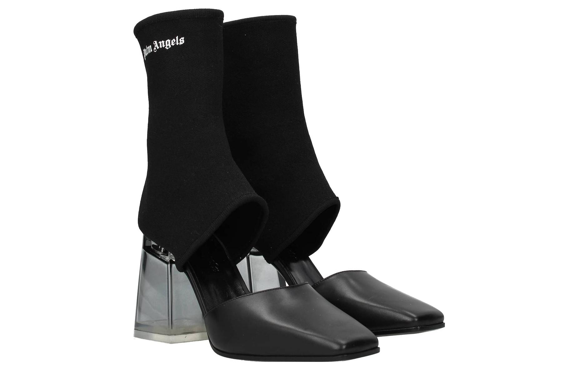 (W) Palm Angels Leather Round Toe Pull-On Ankle Boots 'Black' 圖 2