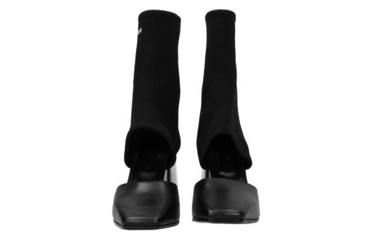 (W) Palm Angels Leather Round Toe Pull-On Ankle Boots 'Black' 圖 3