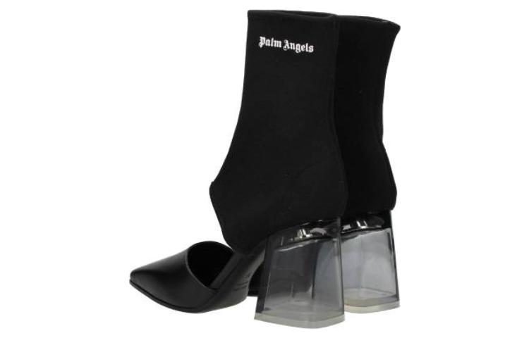 (W) Palm Angels Leather Round Toe Pull-On Ankle Boots 'Black' 圖 4