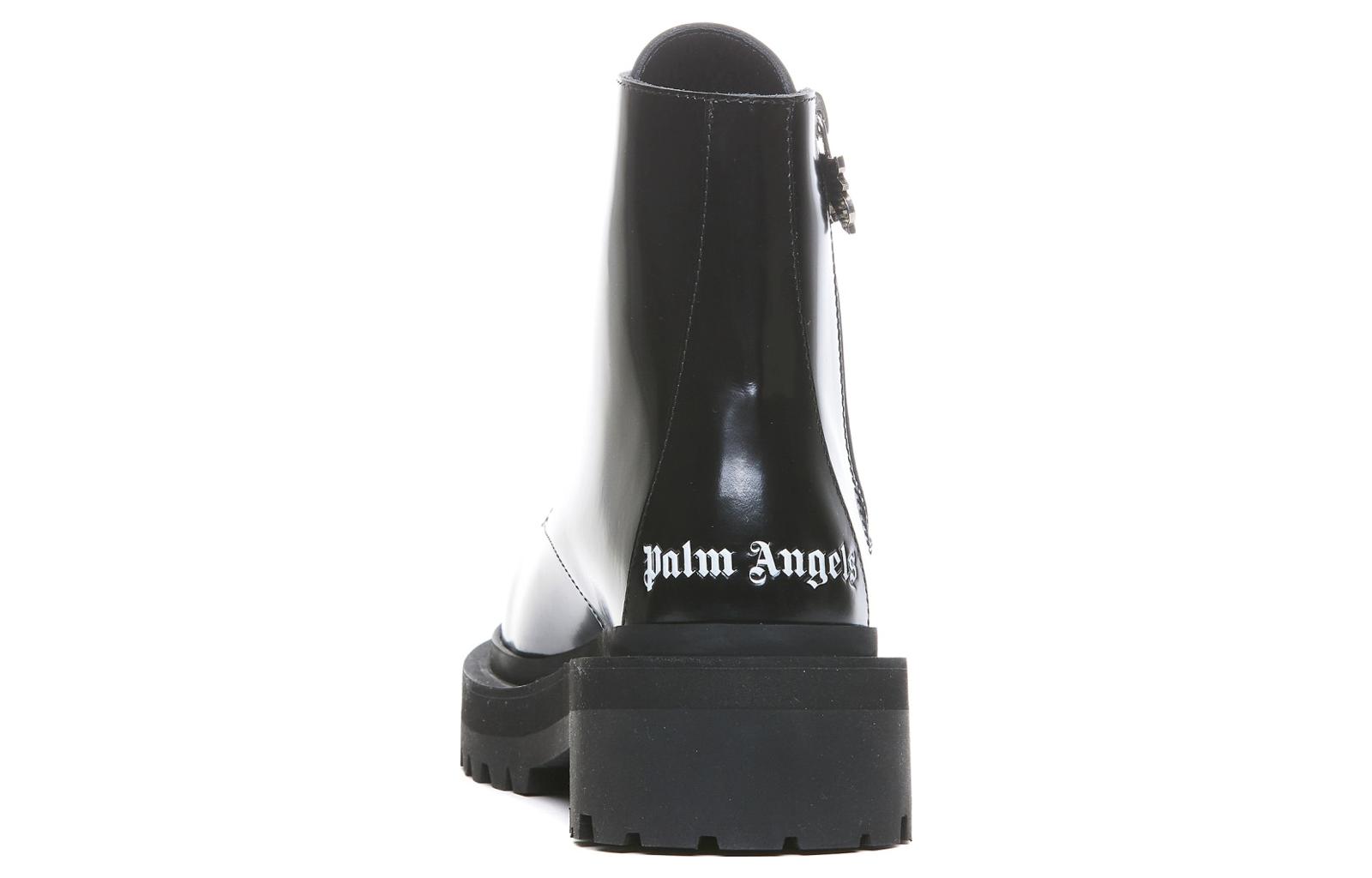 (W) Palm Angels Leather Zippered Round Toe Ankle Boots 'Black' 圖 5