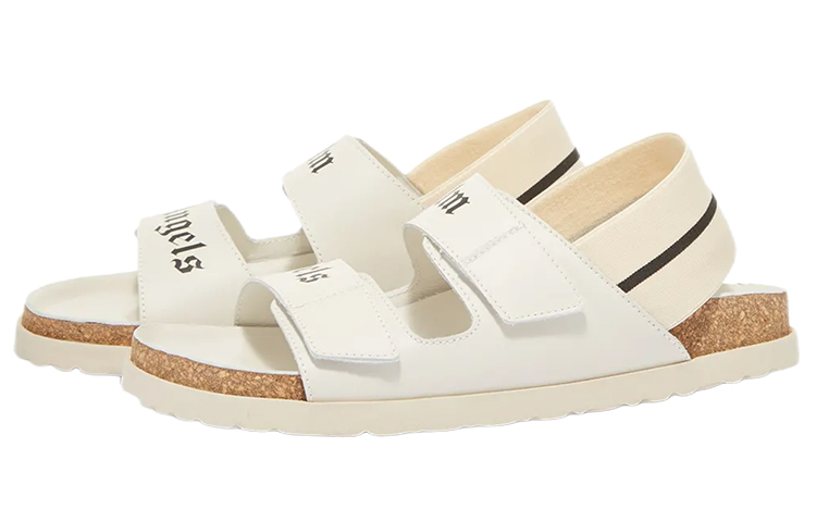 (W) Palm Angels Logo Leather Sandals 'White' 圖 2