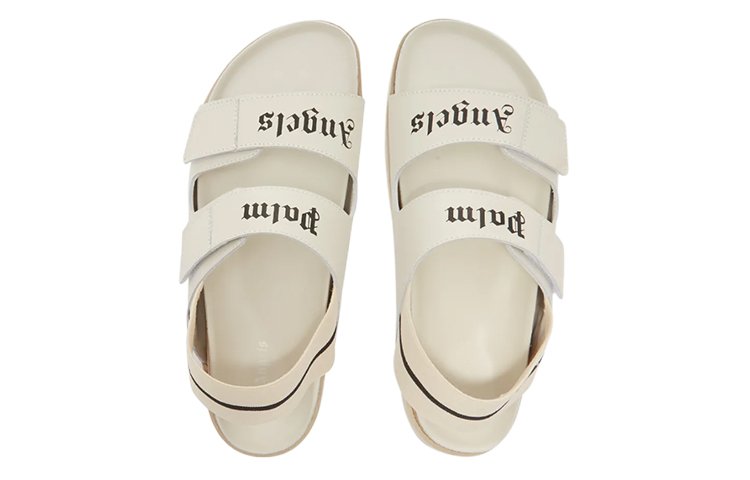 (W) Palm Angels Logo Leather Sandals 'White' 圖 3