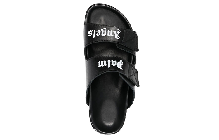 Shop PALM ANGELS  logo印花綁帶涼鞋 女款 黑色