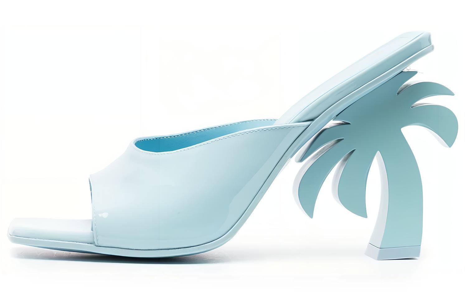 (W) Palm Angels Open Toe 'Blue Calfskin Fashion Slides'