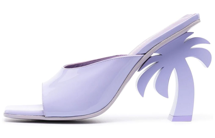 (Women) Palm Angels Open Toe 'Purple Palm Tree' High-Heel Sandals PWIJ003F22LEA0013700
