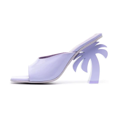 (W) Palm Angels Open Toe 'Purple Palm Tree' High-Heel Sandals