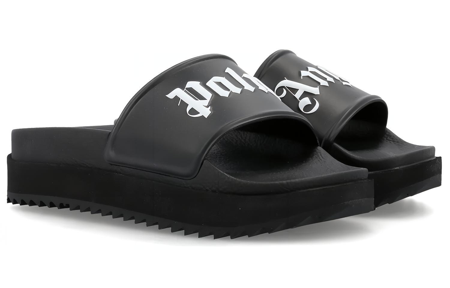 Lookbook (Women) Palm Angels Platform Slider 'Black White' PWIC007F22PLA0011001
