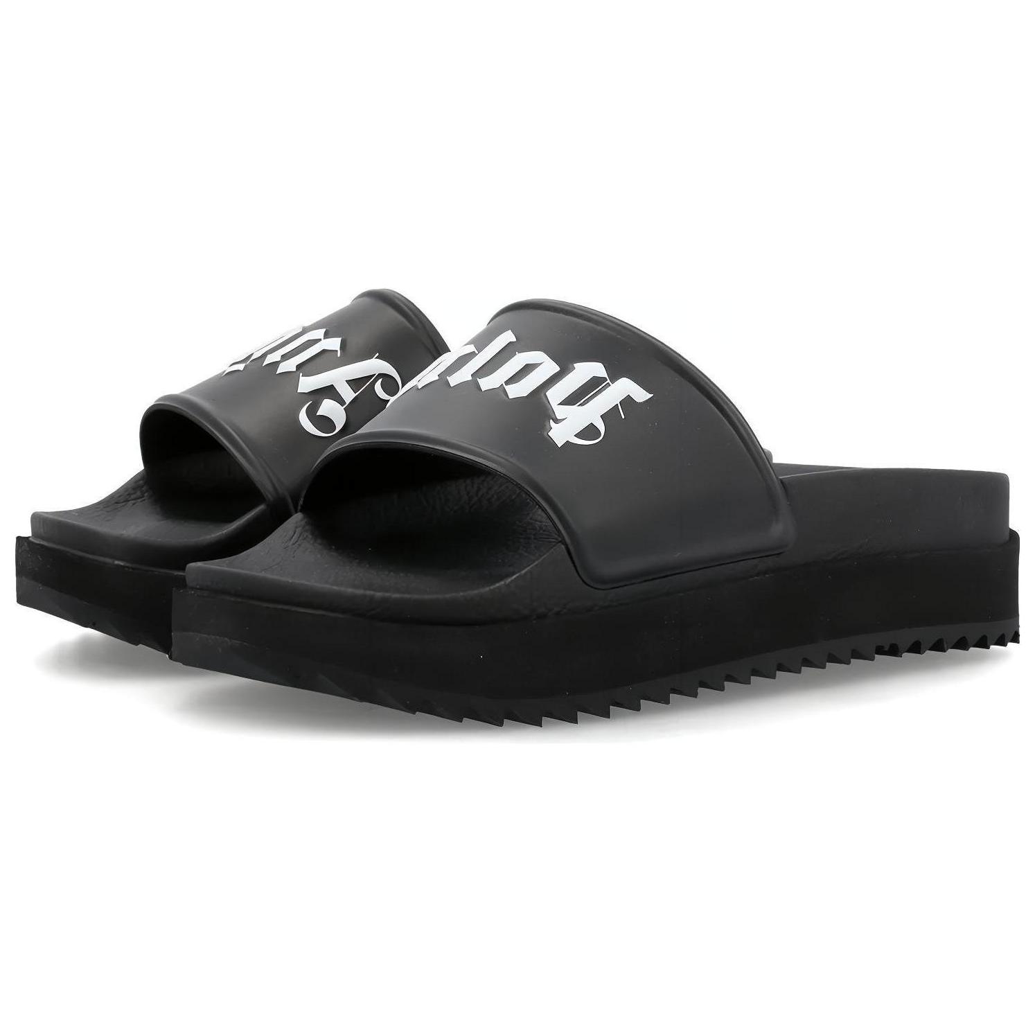 Shop (Women) Palm Angels Platform Slider 'Black White' PWIC007F22PLA0011001