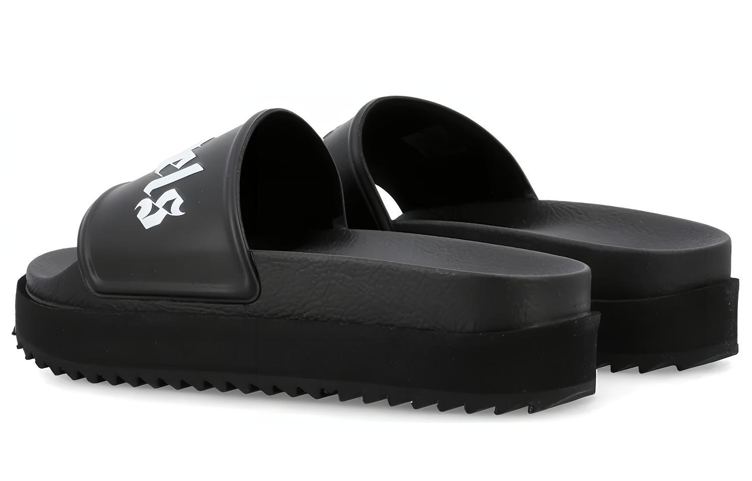 Purchase (Women) Palm Angels Platform Slider 'Black White' PWIC007F22PLA0011001