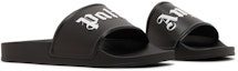 Cheap (Women) Palm Angels Pool Slider 'Black White' PWIC002C99PLA0031001