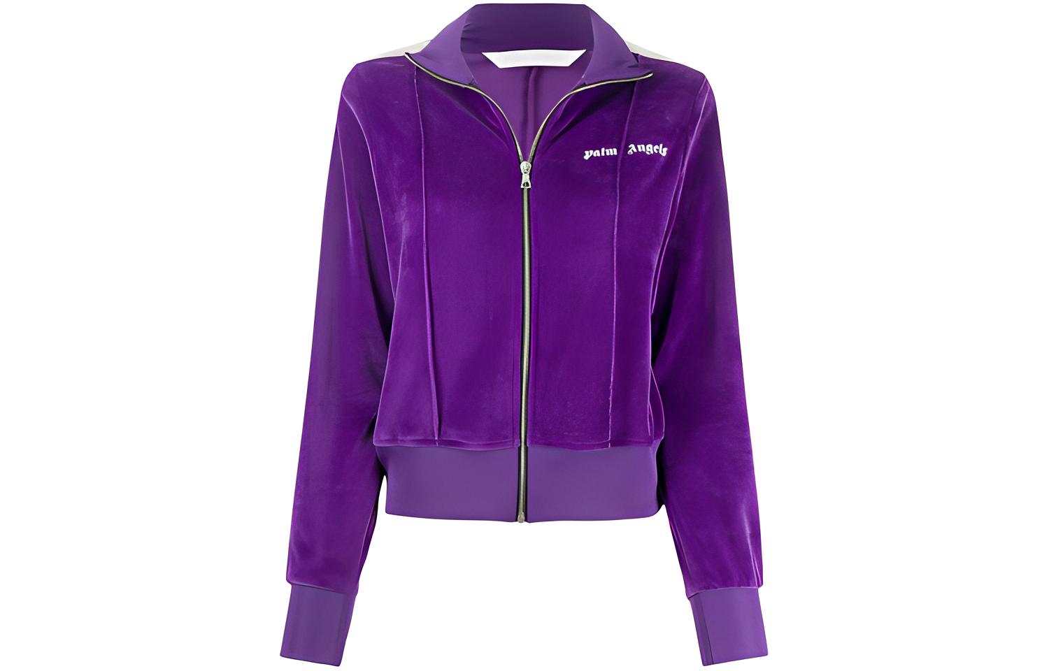 (Women) Palm Angels Purple Fitted Chenille Jacket with Side Stripe PWBD022F20FAB0023701
