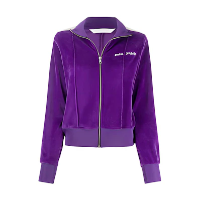(Women) Palm Angels Purple Fitted Chenille Jacket with Side Stripe PWBD022F20FAB0023701