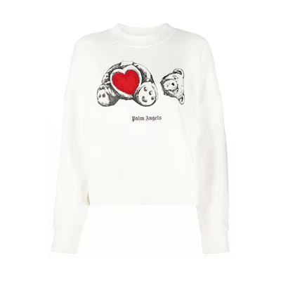 (Women) PALM ANGELS SS21 Cartoon Graphic Sweatshirt Women’s White. PWBA01-7S21FL-E004-0401