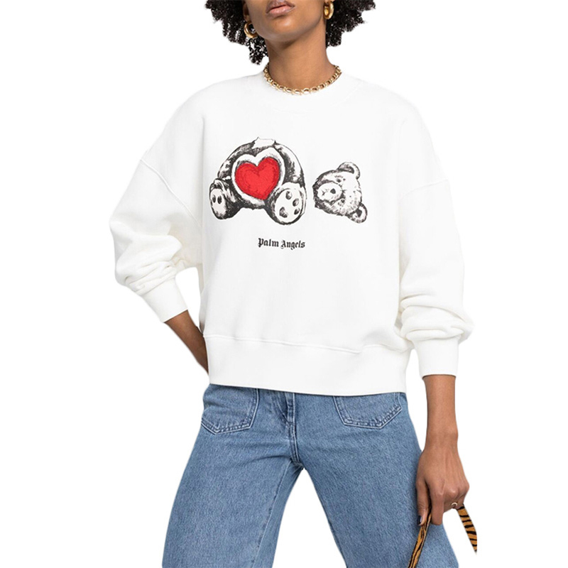 Lookbook (W) Sudadera Gráfica Cartoon PALM ANGELS SS21 Mujer Blanca. PWBA01-7S21FL-E004-0401