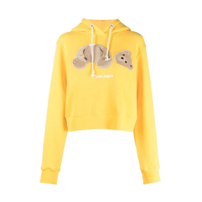 (Women) Palm Angels SS21 Decapitated Bear Yellow Cartoon Hoodie PWBB022S21FLE0011860
